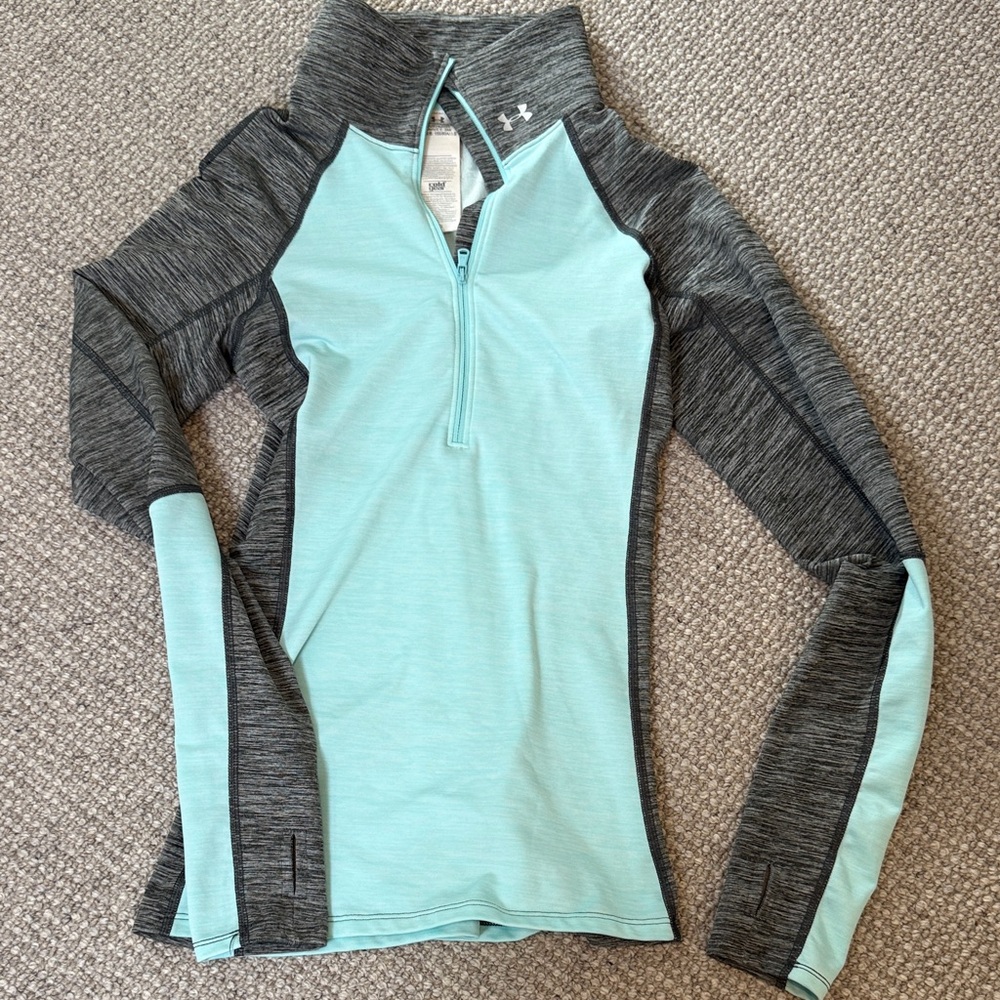 Under Armour ColdGear Aqua and Charcoal Quarter-Zip Top